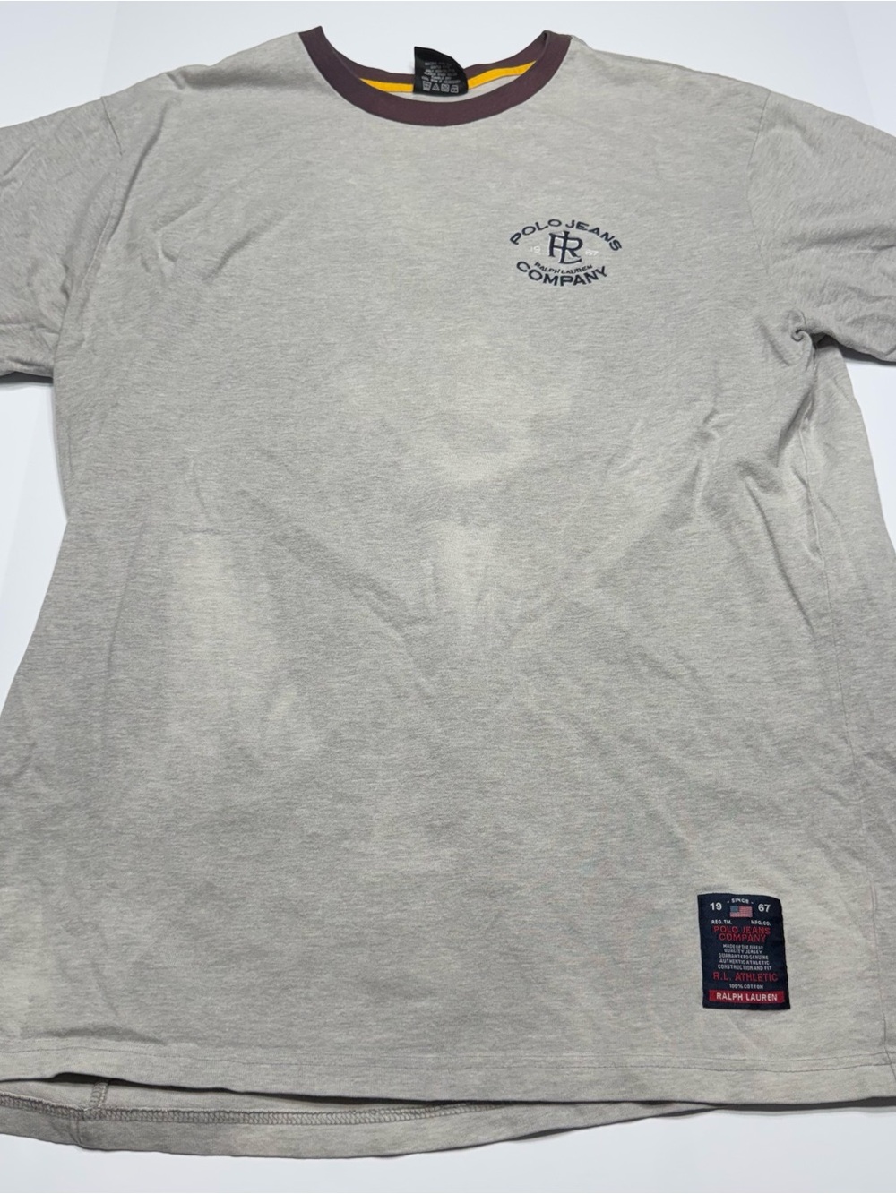 Polo by Ralph Lauren Light Gray Short Sleeve Tee with Dark Collar